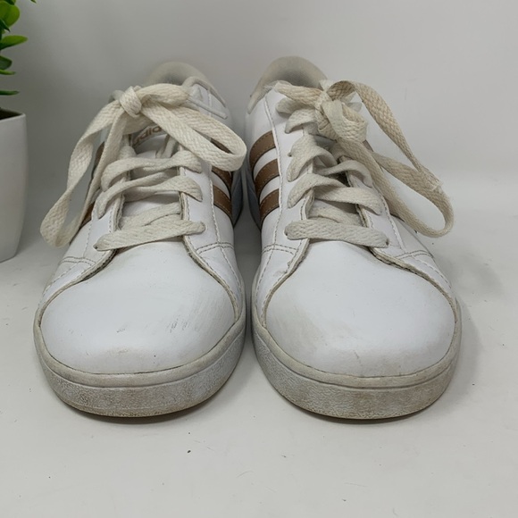 Adidas Originals Leather White/Rose Gold 3 Stripe Superstar Sneakers Womens 4.5 - Picture 2 of 9